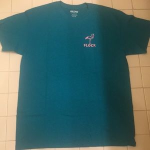 Flock T shirt terquois and pink